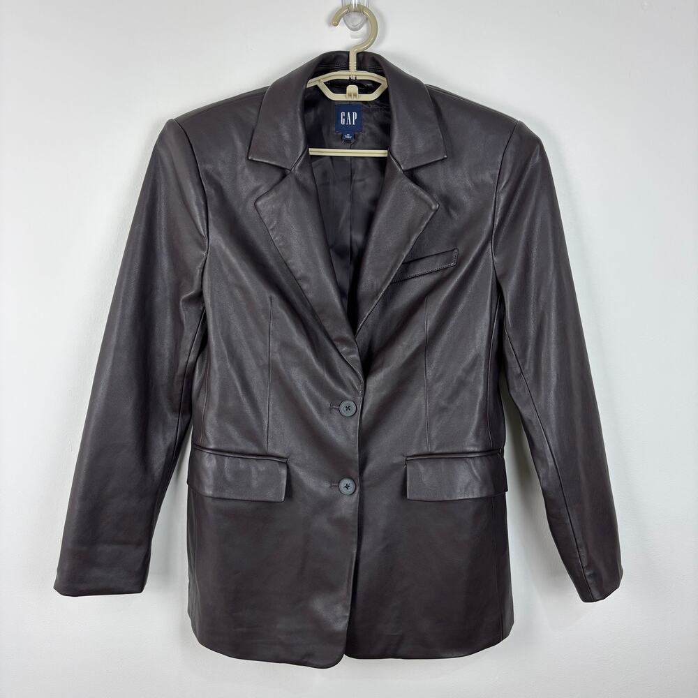 GAP Faux Leather Blazer Jacket Medium in Terra Brown *flaw